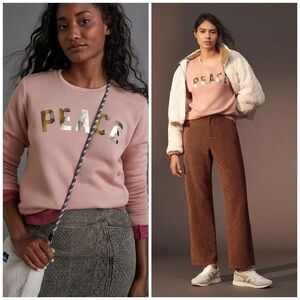 Sol Angeles x Anthropologie Peace Pullover Sweatshirt Peach Cotton Size …